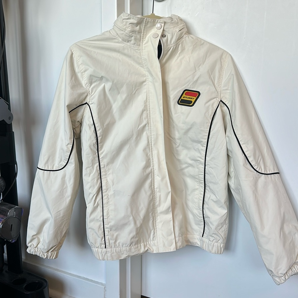 Stussy white waterproof jacket XS
